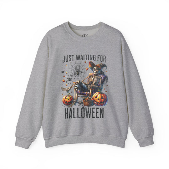 Halloween Crewneck Sweatshirt with Relaxing Skeleton