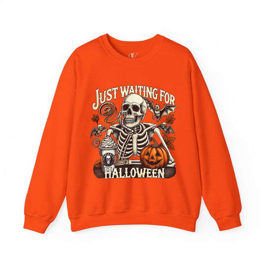 Skeleton Halloween Crewneck Sweatshirt - Just Waiting for Halloween