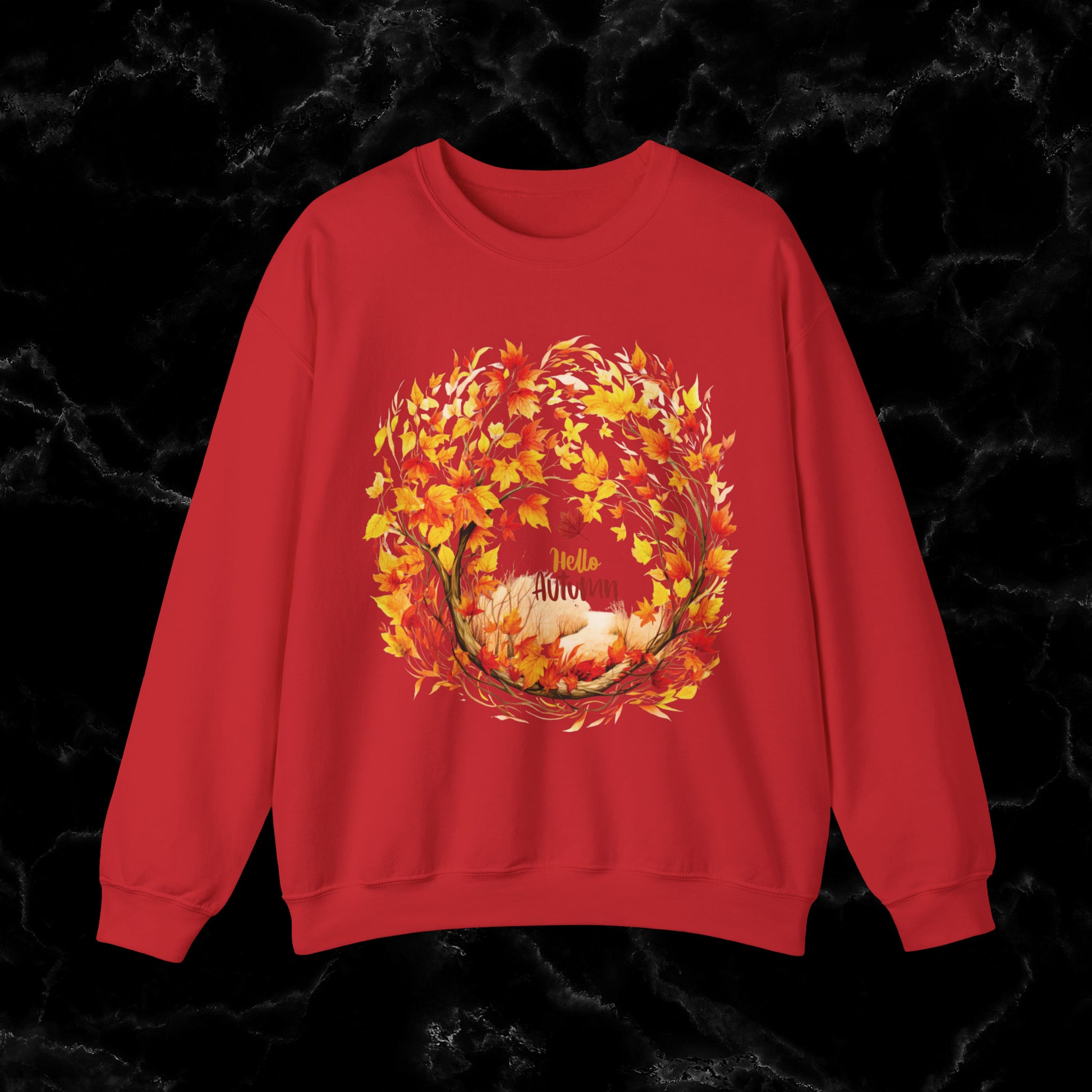 Hello Autumn Sweatshirt | Fall Design | Fall Seasonal Sweatshirt | Autumn Design Sweatshirt S Red 
