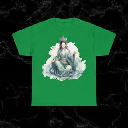 Quan Yin Spiritual Tee - Goddess of Compassion, Unisex Garment-Dyed T-shirt, Goddess of Mercy T-Shirt Irish Green S 