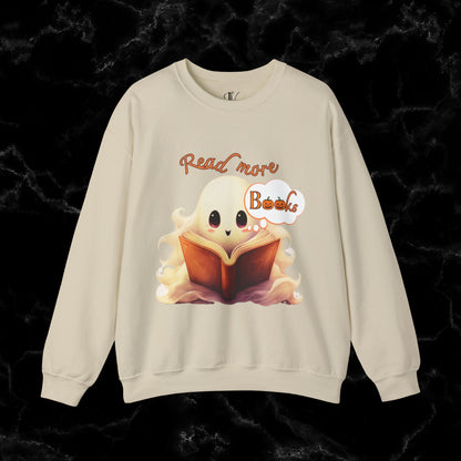 Read More Books Sweatshirt - Book Lover Halloween Sweater for Librarians and Students Sweatshirt S Sand 