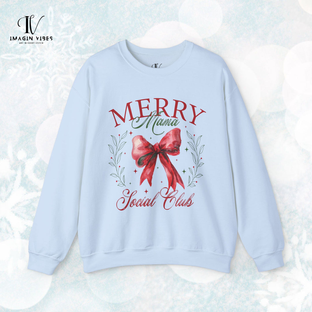 Merry Mama Social Club: Coquette Bow Christmas Sweatshirt