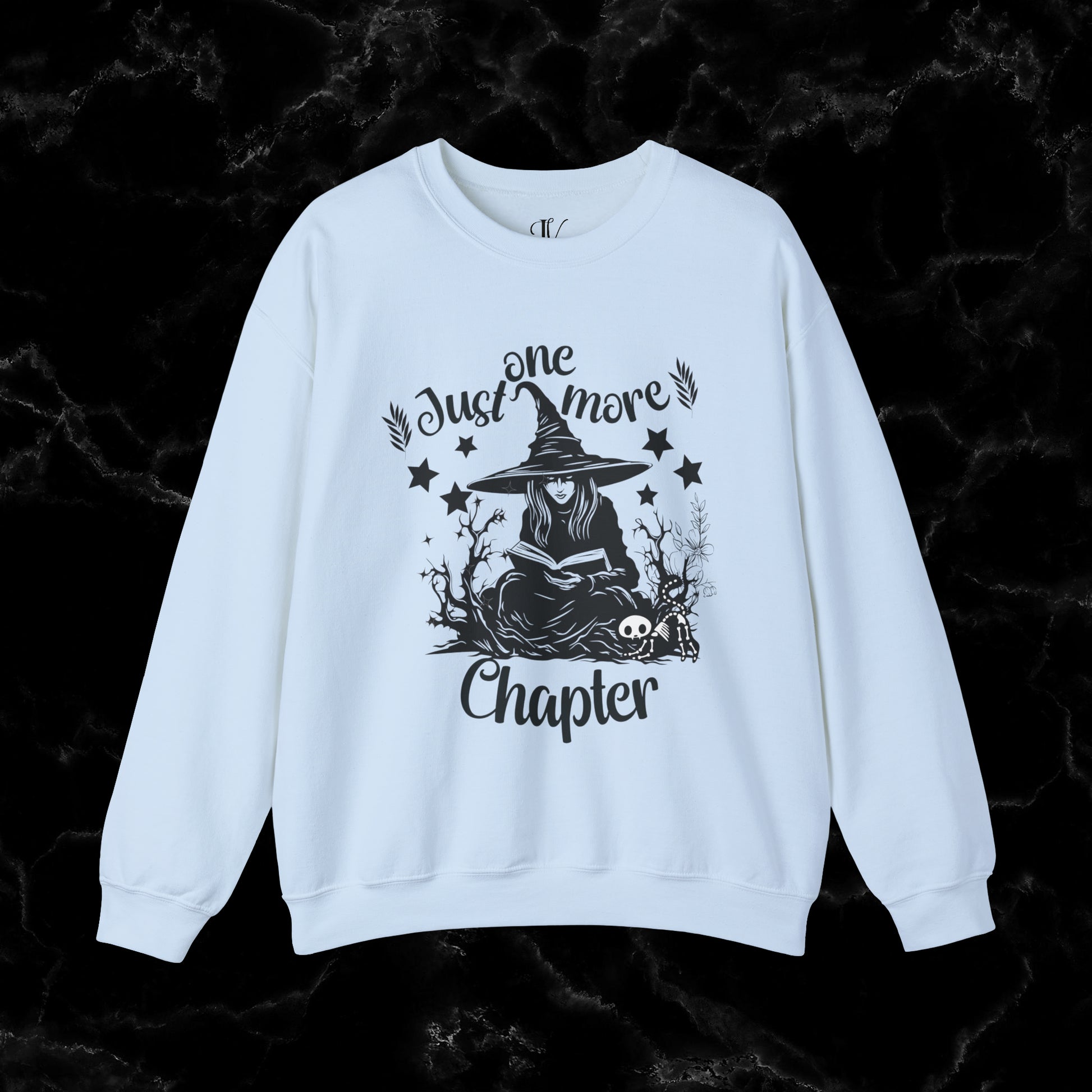 One More Chapter Sweatshirt - Book Lover Gift, Librarian Shirt, Reading Witch - Cozy Sweatshirt for Book Lovers Halloween Sweatshirt S Light Blue 