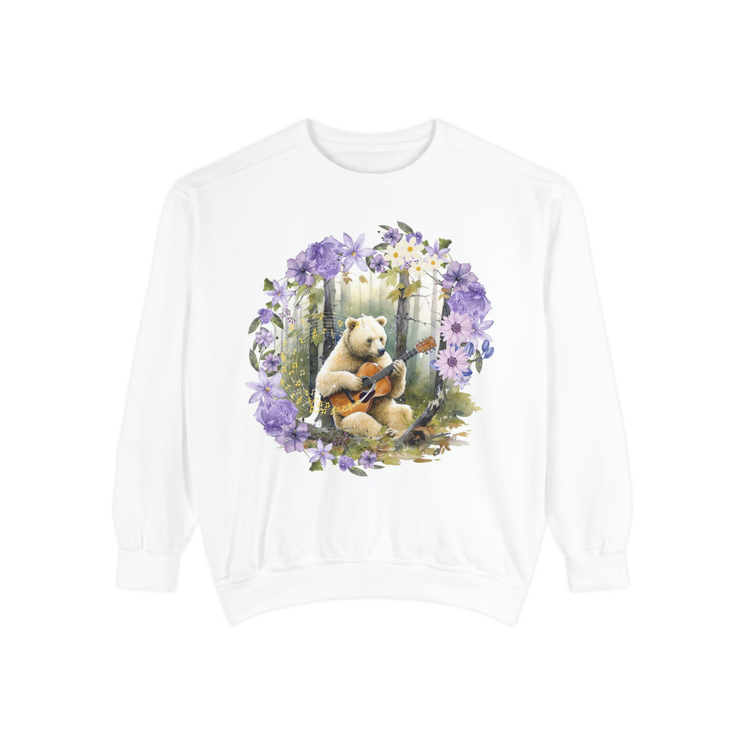 Bear Playing Violin Sweatshirt Sweatshirt Printify White S