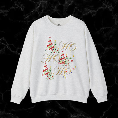 Ho Ho Ho Sweatshirt | Christmas Shirt - Christmas Gift - Santa Shirt - Holiday Shirt - Christmas Trees Sweatshirt - Cute Christmas Tee Sweatshirt S Ash 