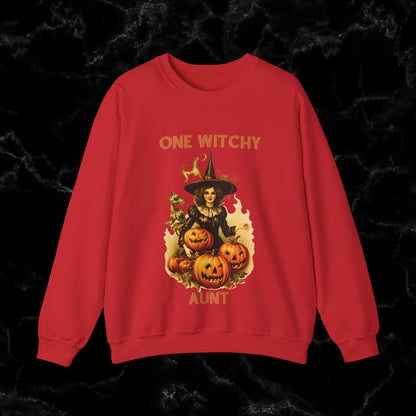 One Witchy Aunt Sweatshirt - Cool Aunt Shirt, Feral Aunt Sweatshirt, Perfect Gifts for Aunts, Auntie Sweatshirt Sweatshirt S Red 