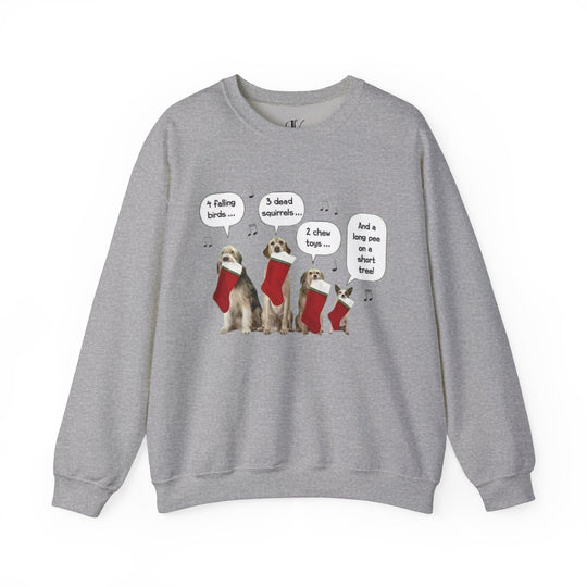 Christmas Dogs Crewneck Sweatshirt Sweatshirt Printify S Sport Grey