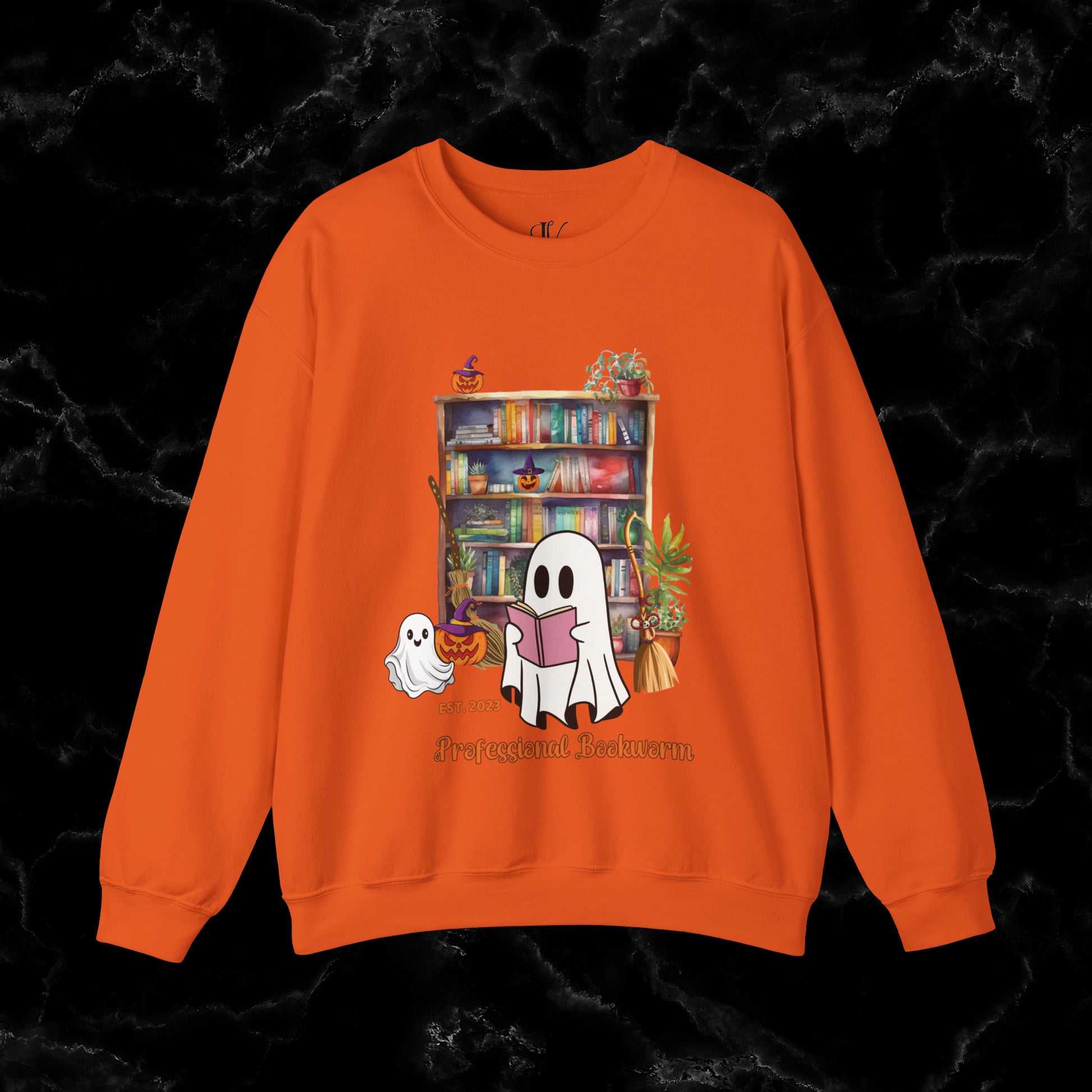 Witchy Gifts for Book Lover Cottagecore Pumpkin Witch Sweatshirt - Bookworm Back To School Reading Fall Sweater, Perfect Present for Bookworm Aunt's Birthday Sweatshirt S Orange 