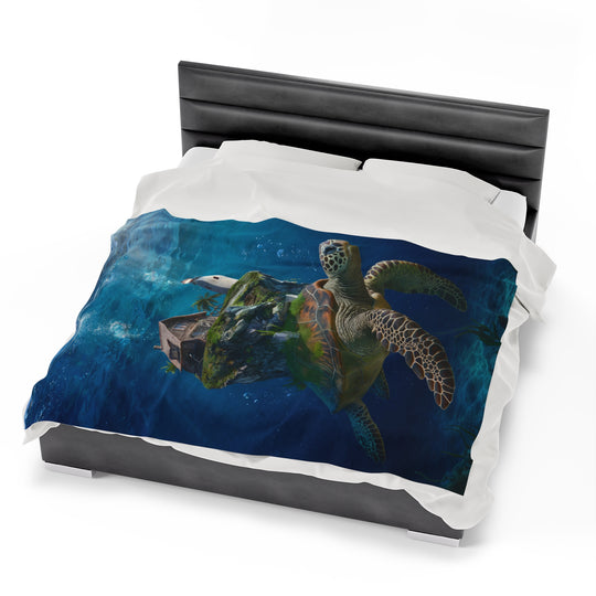 Plush Blanket - Turtle Carrying a World Fantasy All Over Prints Printify 60" × 80"