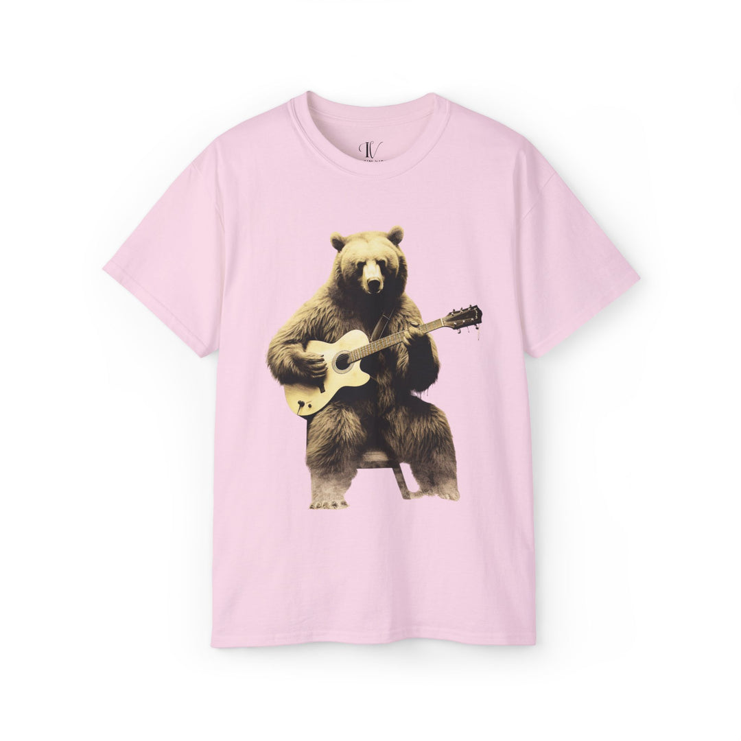 Bear Guitar Tee T-Shirt Printify Light Pink S