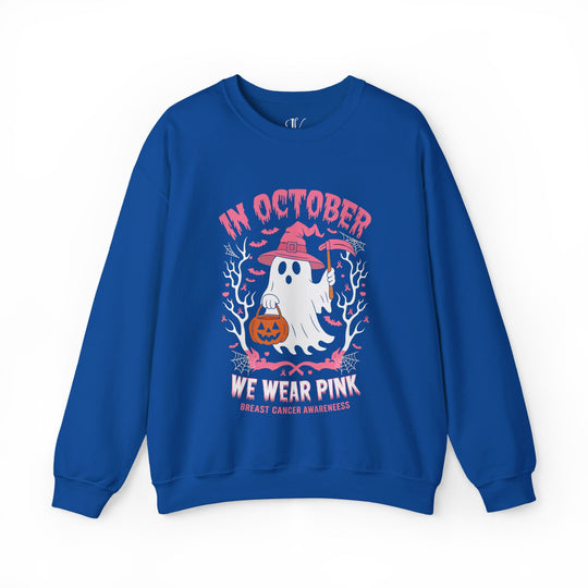 In October We Wear Pink: Breast Cancer Awareness Sweatshirt Sweatshirt Printify S Royal