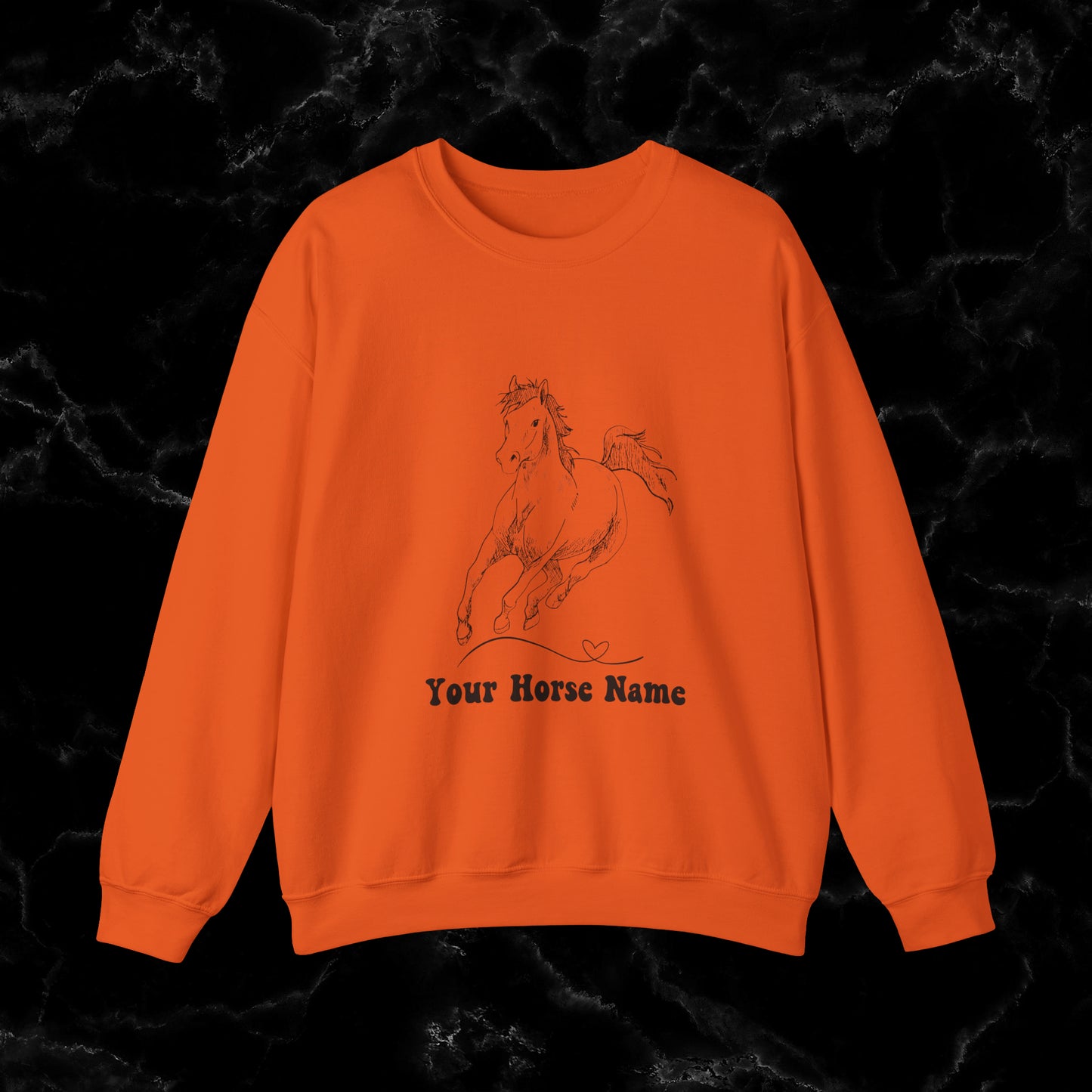 Personalized Horse Sweatshirt - Gift for Horse Owner, Perfect for Christmas, Birthdays, and Equestrian Enthusiasts - Wrap Up Warmth and Personal Connection with this Thoughtful Horse Lover's Gift Sweatshirt S Orange 