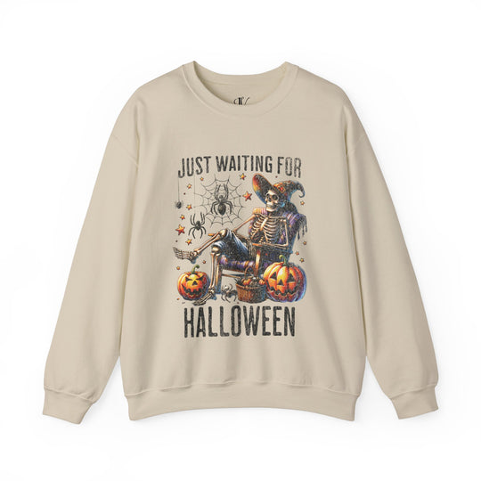 Halloween Crewneck Sweatshirt with Relaxing Skeleton