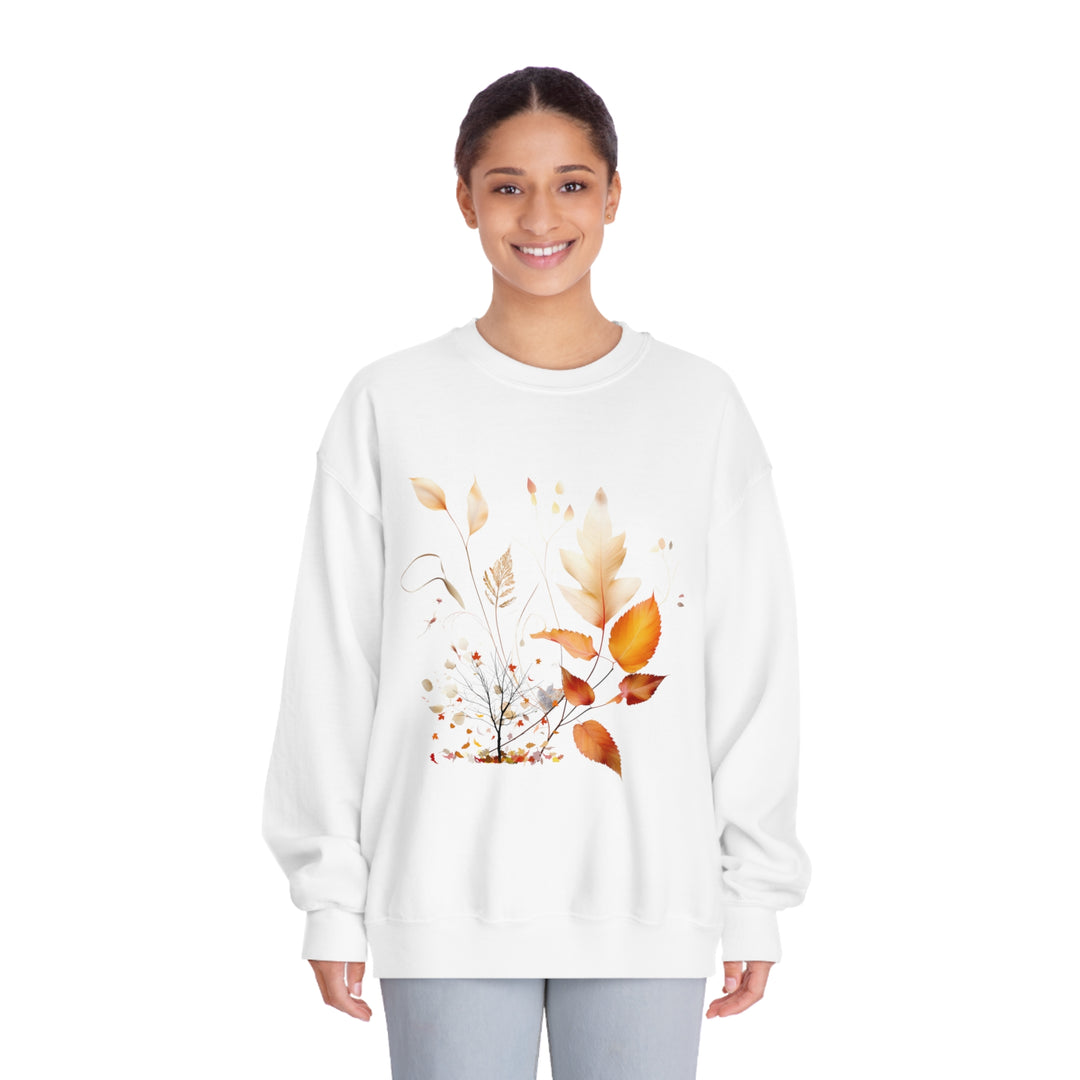 Imagin Vibes Autumn Leaves Sweatshirt: Fall Style & Comfort Sweatshirt White S 
