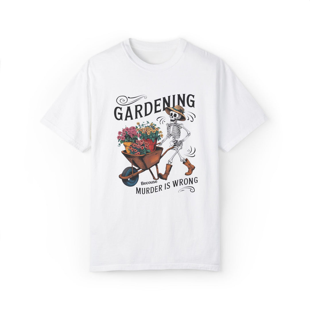 Skeleton Gardening T-shirt T-Shirt Printify White S