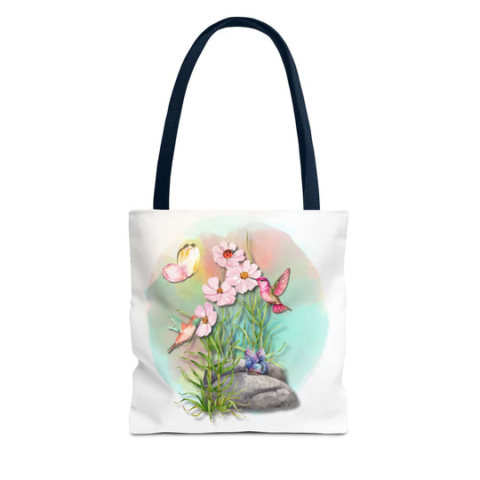 Spring Watercolor Nature-Inspired Tote Bag Bags Printify 13" × 13'' Navy