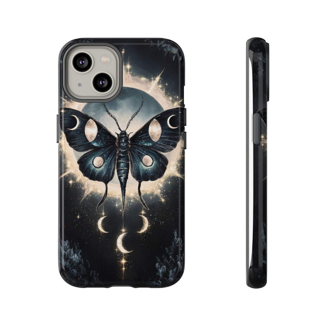 Phone Cases - Dark Academia Moth with Moon Phone Case Printify iPhone 14 Glossy