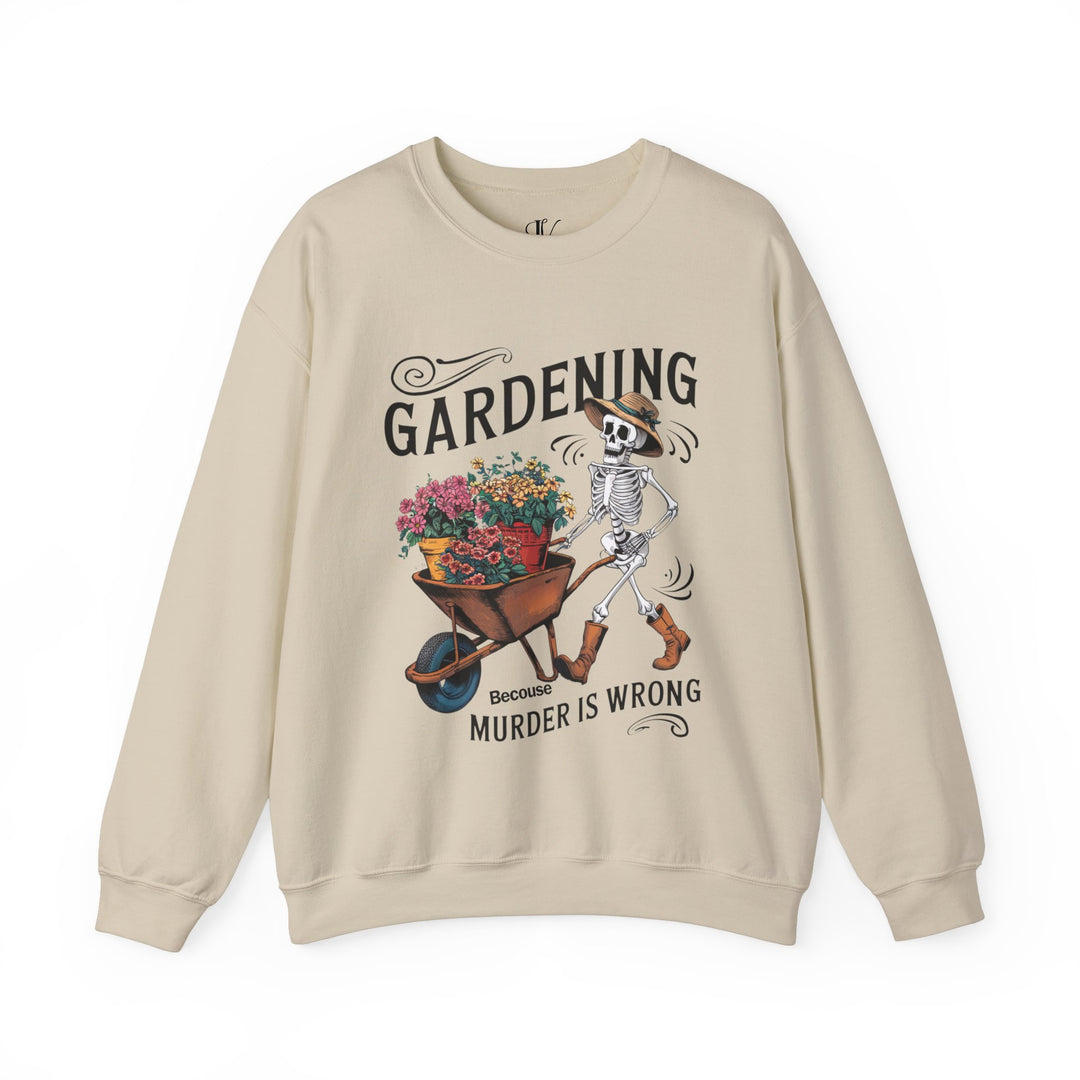 Skeleton Gardening Sweatshirt - Vintage Retro Sweatshirt Printify S Sand