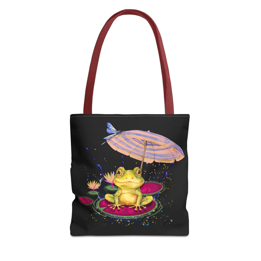 Whimsical Dreamy Frog Tote Bag Bags Printify 13" × 13'' Red