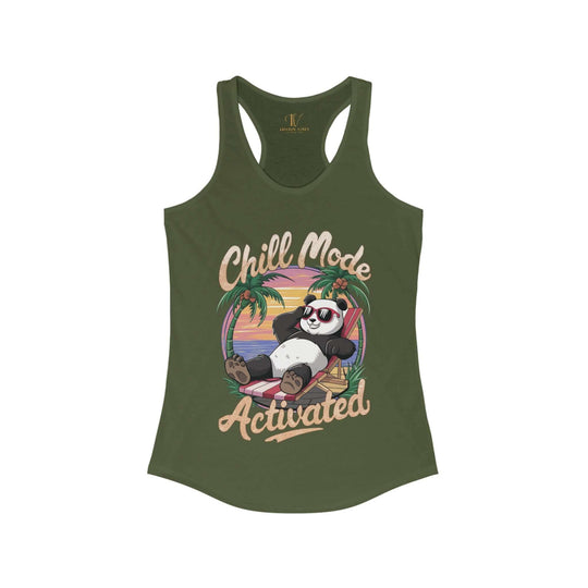 Racerback Tank Chill Panda Tank Top Printify XS Solid Military Green