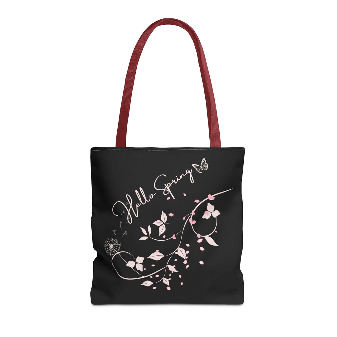 Spring Floral Tote Bag - Hello Spring Bags Printify 16" × 16'' Red