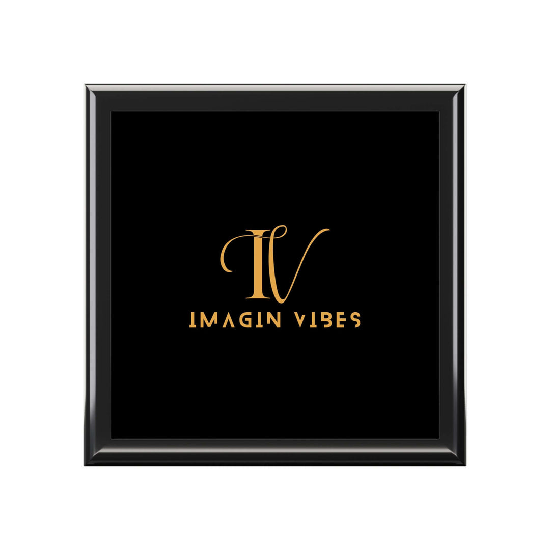 Imagin Vibes Jewelry Box — Elegant Jewelry Box with Gold Imagin Vibes Logo Home Decor Printify Ebony Black One size