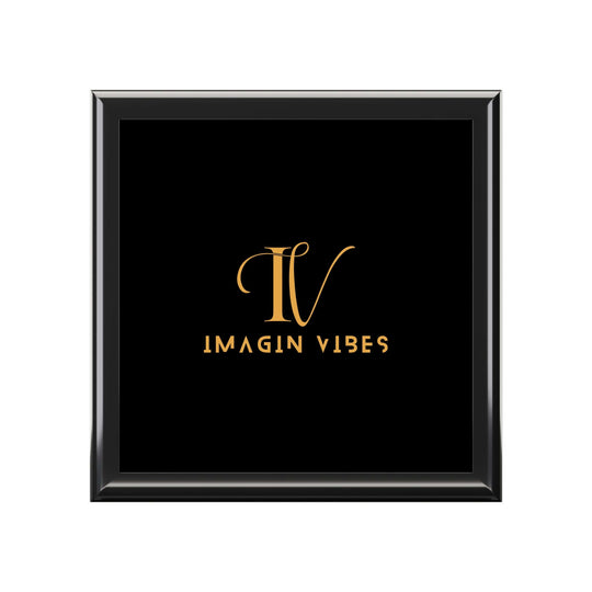 Imagin Vibes Jewelry Box — Elegant Jewelry Box with Gold Imagin Vibes Logo Home Decor Printify Ebony Black One size