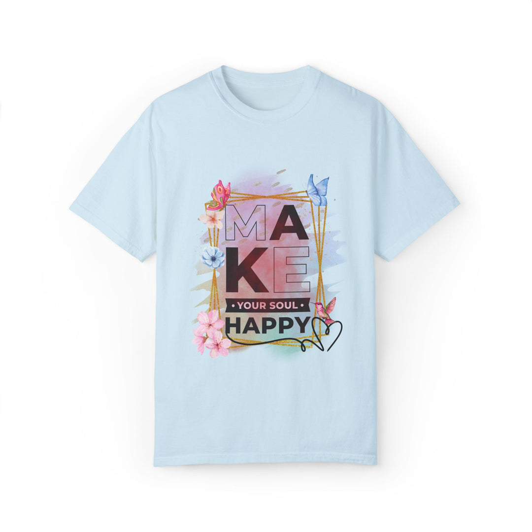 Motivational Watercolor T-Shirt - Make Your Soul Happy T-Shirt Printify Chambray S