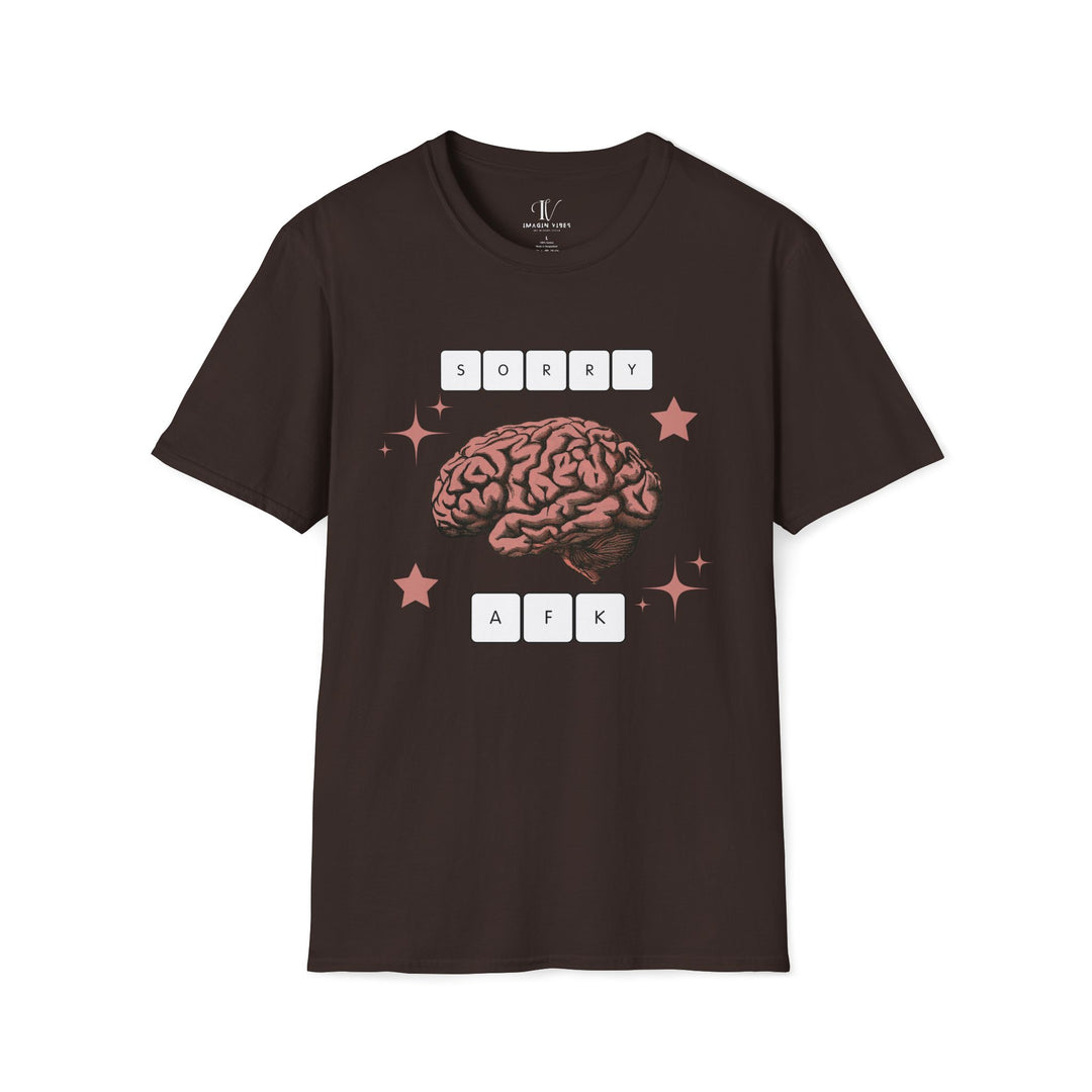 Unisex T-Shirt - AFK Sorry Brain Humorous Gamer Tee T-Shirt Printify Dark Chocolate S