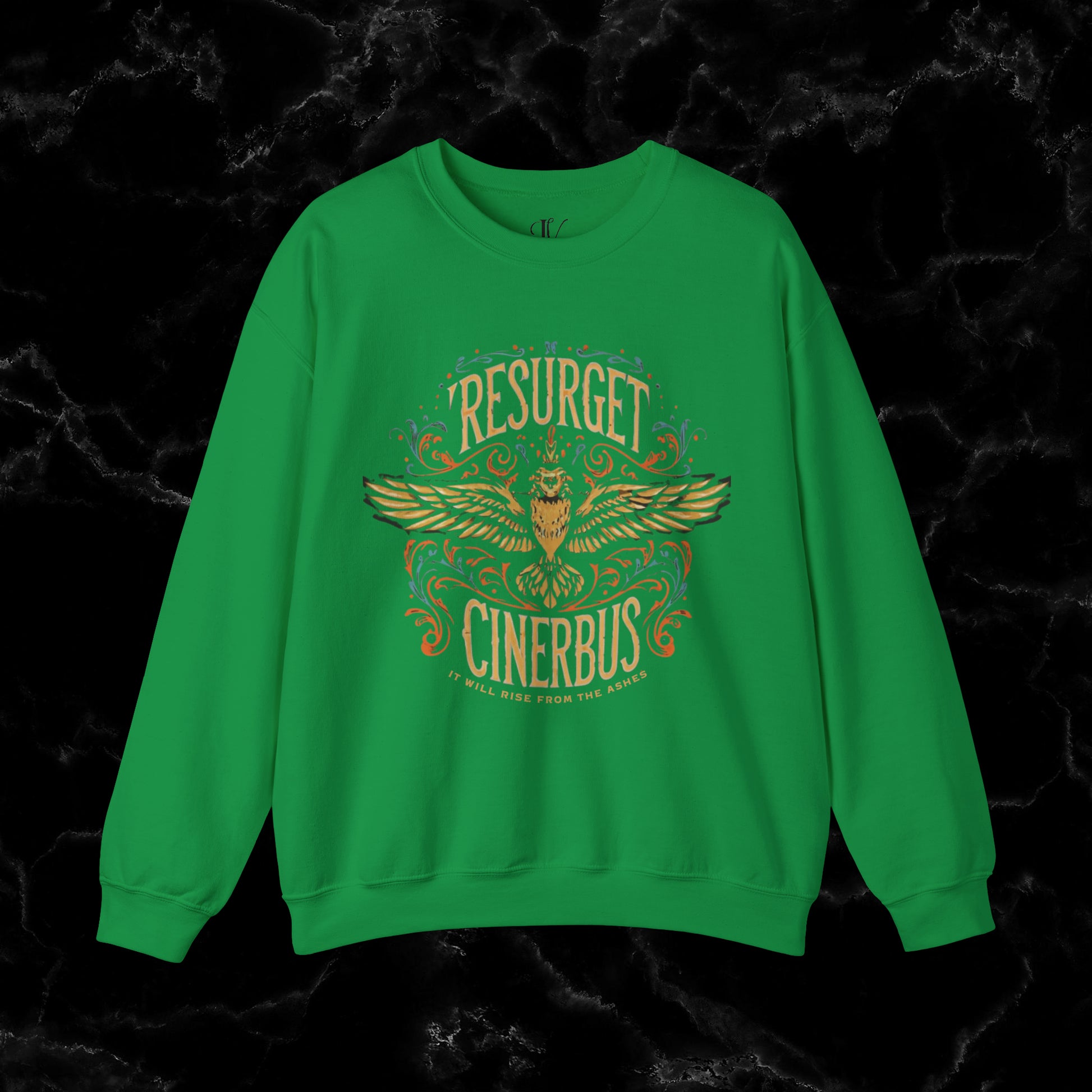 Resurget Cineribus Unisex Crewneck Sweatshirt - Latin Inspirational Gifts for Sports Football Fans Sweatshirt S Irish Green 