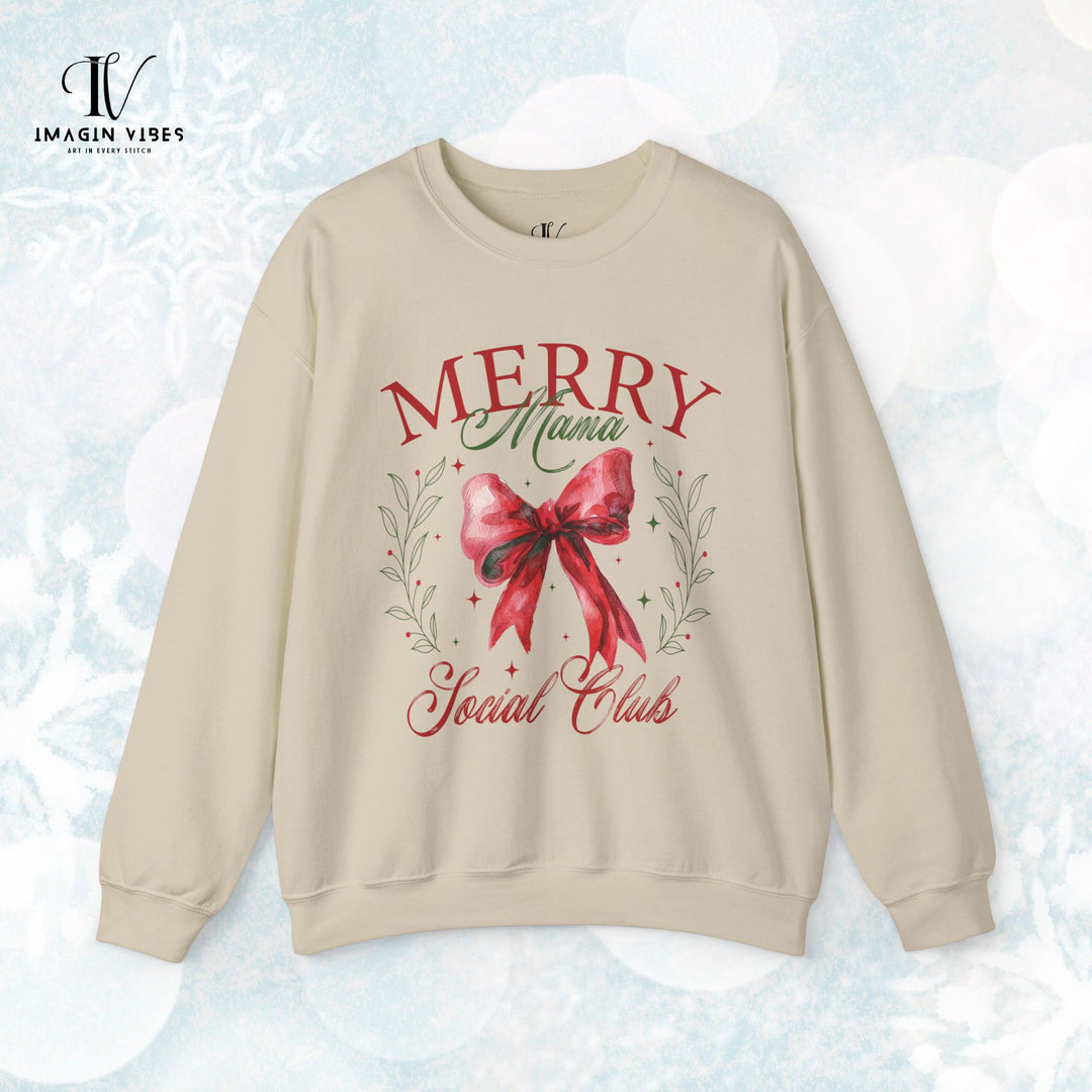 Merry Mama Social Club: Coquette Bow Christmas Sweatshirt