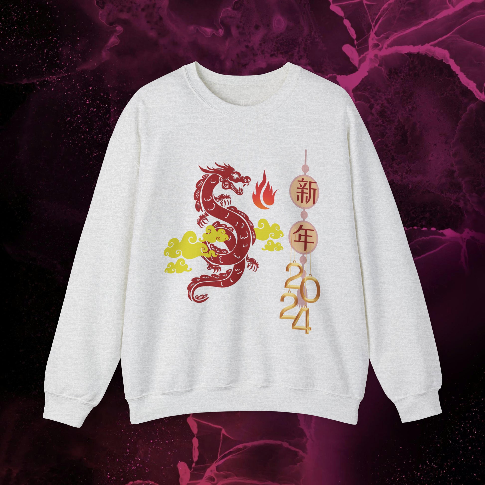 Year of the Dragon Sweatshirt - 2024 Chinese Zodiac Shirt for Lunar New Year Event Sweatshirt S Ash 