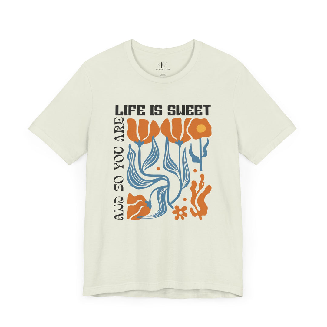 Floral Short Sleeve Tee - LIFE IS SWEET AND SO ARE YOU T-Shirt Printify Citron XS