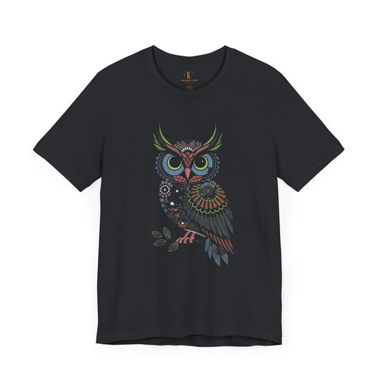 Owl Tee with Intricate Floral Patterns T-Shirt Printify Vintage Black XS