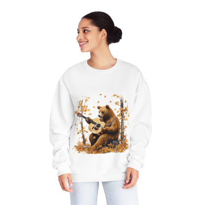 Bear Guitar Sweatshirt | Unisex Sweatshirt | Woodlands Design | Musican Bear | Autumn Fall Bear Sweatshirt   