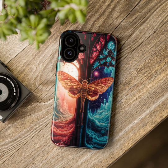 Phone Case with Moth and Stained-Glass Window Phone Case Printify