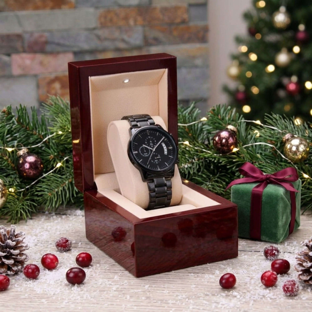 To My Son – Personalized Christmas Engraved Black Watch