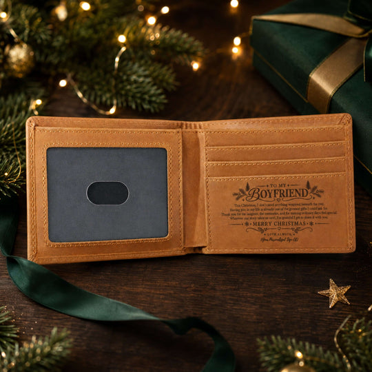 To My Boyfriend personalized Christmas engraved wallet for Christmas gift for boyfriend wallet.