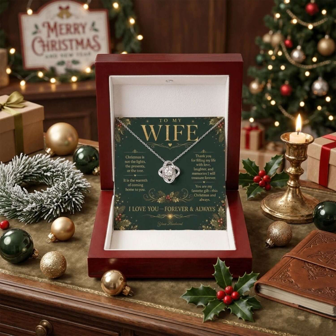 To My Wife Christmas Love Knot Necklace Gift From Husband