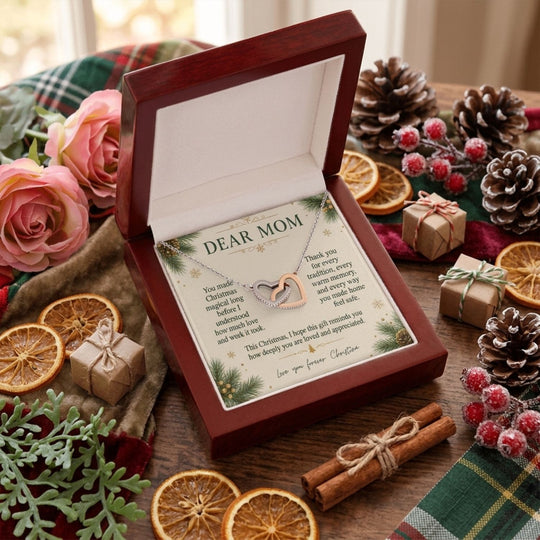 Dear Mom – Christmas Interlocking Hearts Necklace