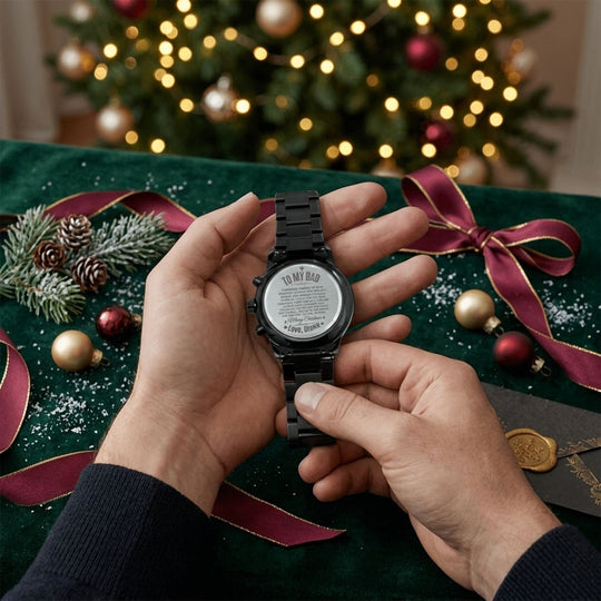 To My Dad – Personalized Christmas Engraved Black Watch