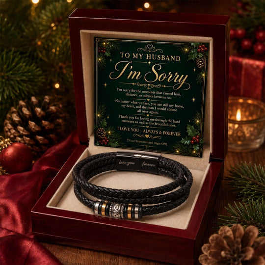 To My Husband apology gift featuring Love You Forever bracelet in a box, a special sorry gift for husband.
