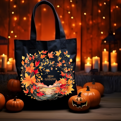 Fall Tote Bag | Autumn Vibes Tote Bag | Fall Tote Bag | Autumn Shopping Bag | Hello Autumn | Polyester Tote Bag Bags   