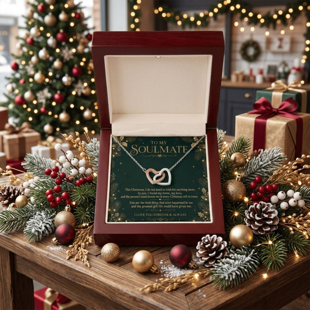 To My Soulmate – Christmas Interlocking Hearts Necklace