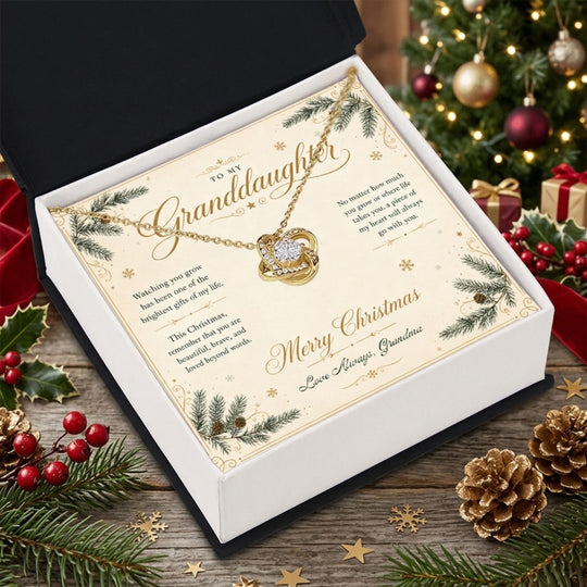To My Granddaughter – Christmas Love Knot Necklace