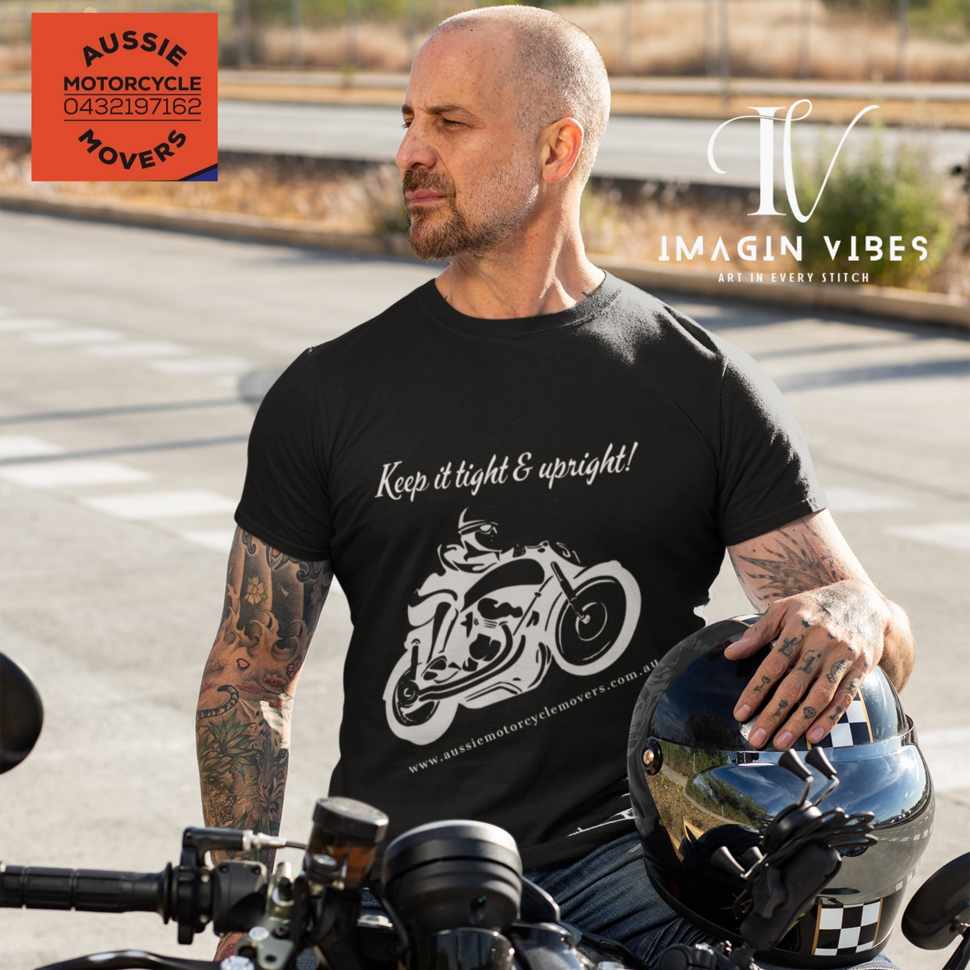 Aussie Motorcycle Movers Supporter T-Shirt | "Keep it Tight and Upright!" Mick Train Legendary Saying Tee T-Shirt   