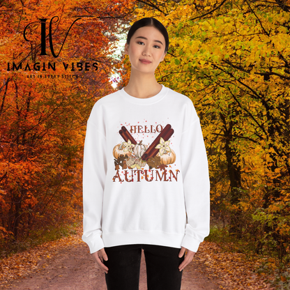 Hello Autumn Jumper | Pumpkin Spices Leaves Sweatshirt - Fall Fashion Sweatshirt   