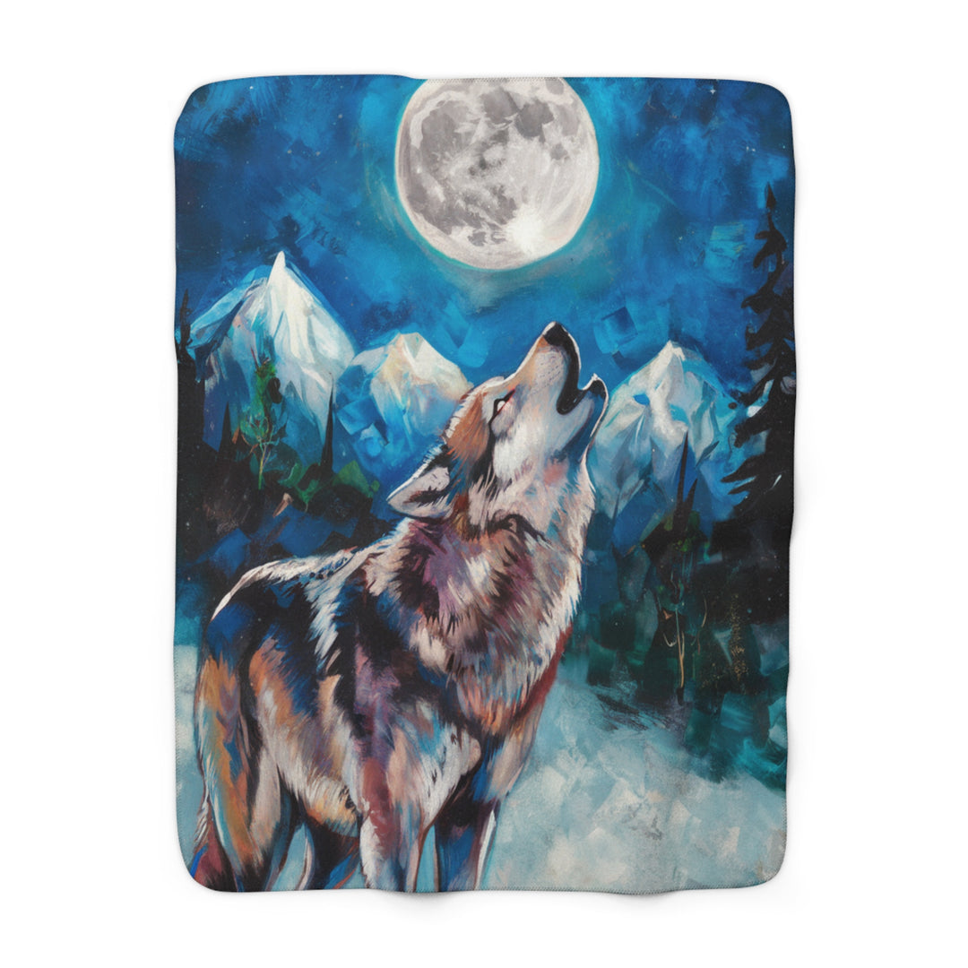 Sherpa Fleece Blanket - Wolf Howling at the Moon Home Decor Printify 50" × 60"