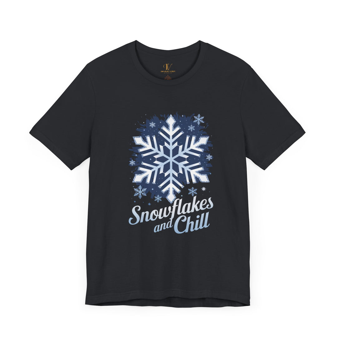 Winter Snowflakes Tee T-Shirt Printify Vintage Black XS