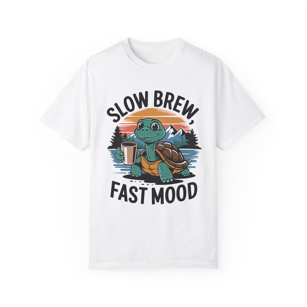 T-shirt Slow Brew, Fast Mood Turtle Coffee T-Shirt Printify White S